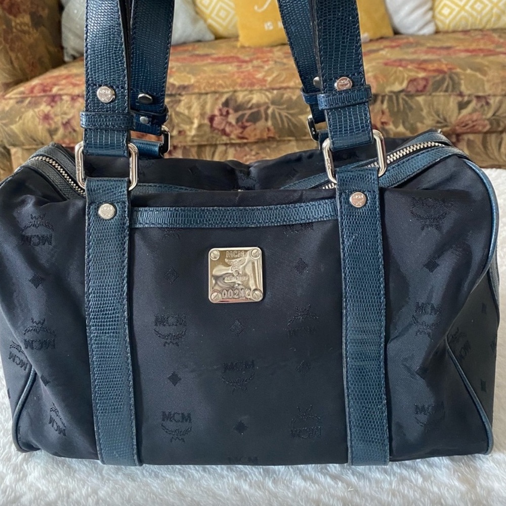 Black MCM Monogram Boston Bag